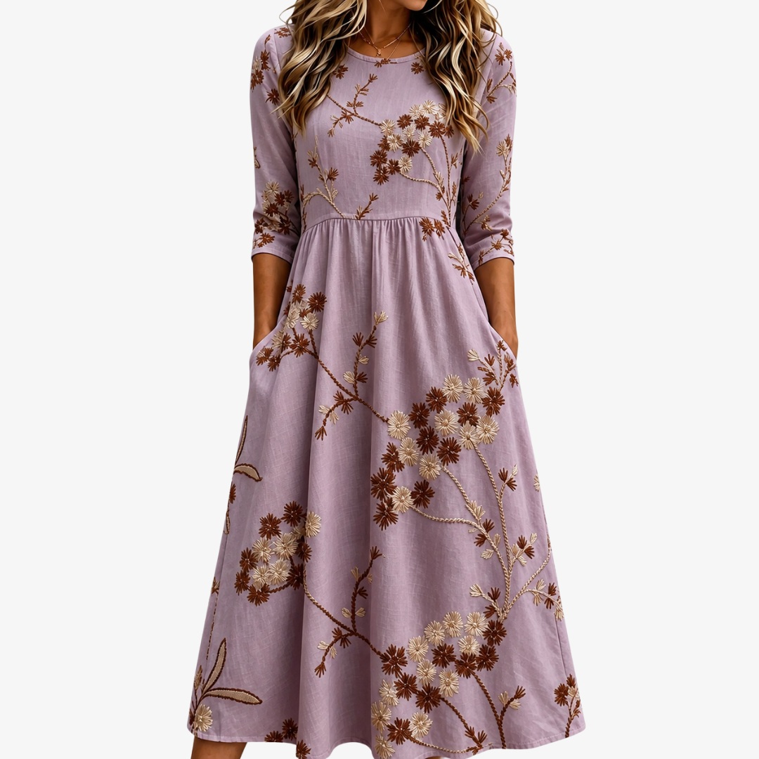 Heather Meadow | Robe Midi Fleurie à Poches