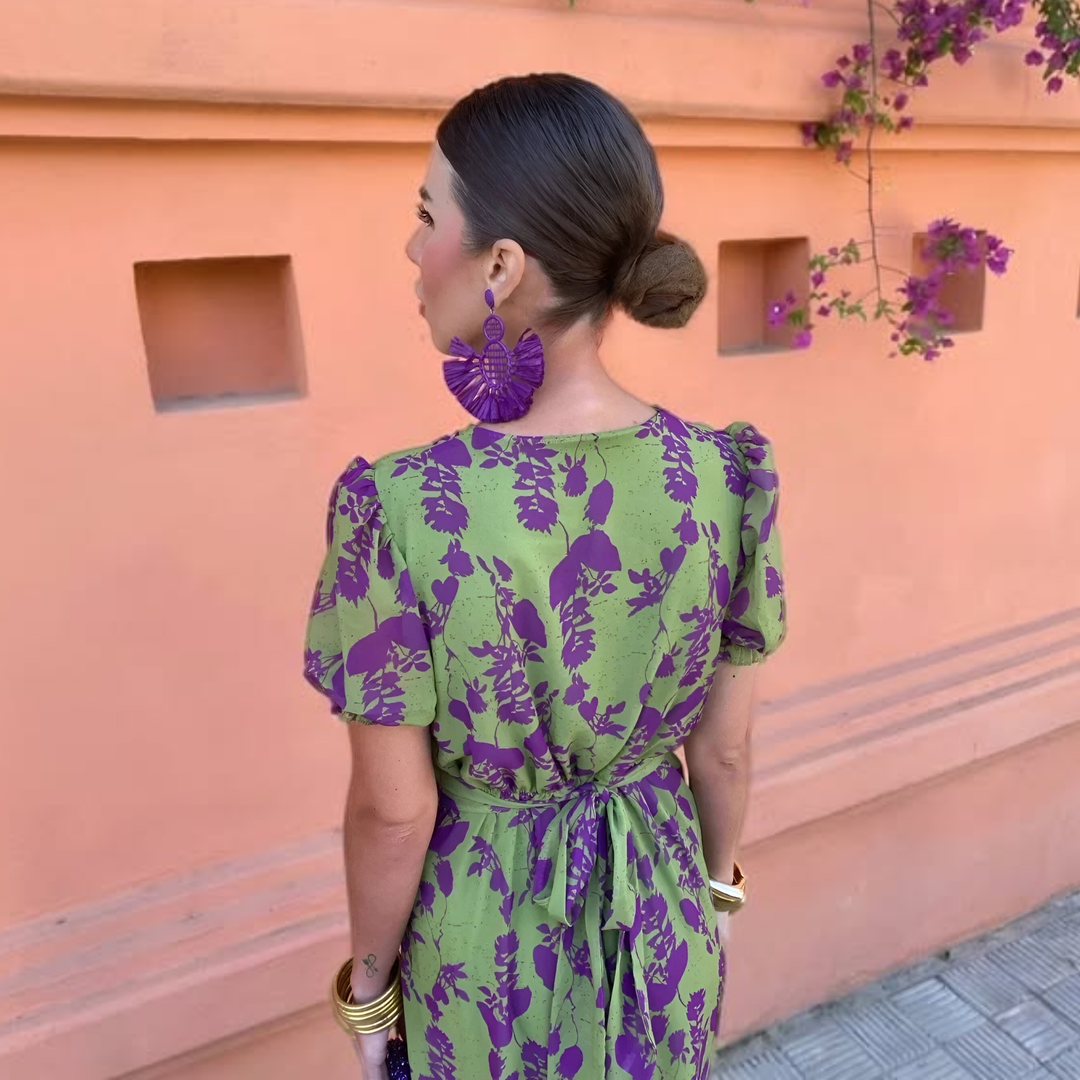 Émilie™ | Robe Longue Fleurie Verte