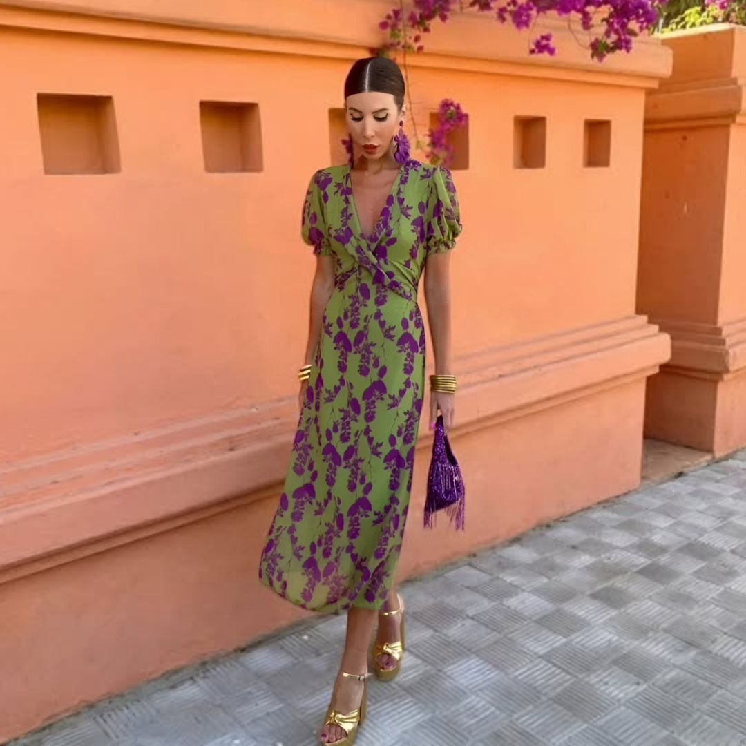 Émilie™ | Robe Longue Fleurie Verte
