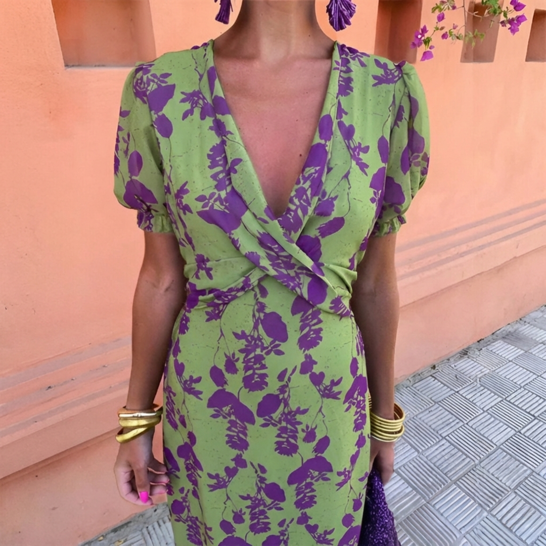 Émilie™ | Robe Longue Fleurie Verte