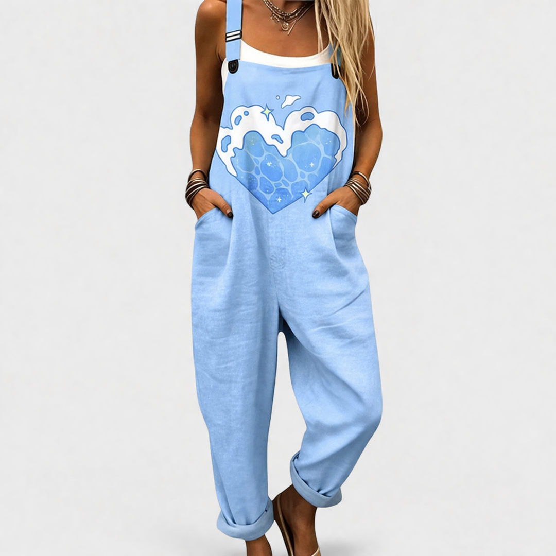 MARINA | Salopette Vagues Bleu Ciel