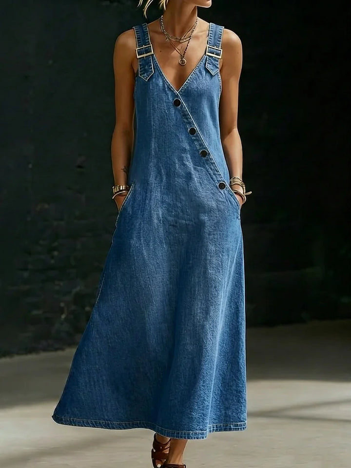Vera | Robe longue boutonnée en denim
