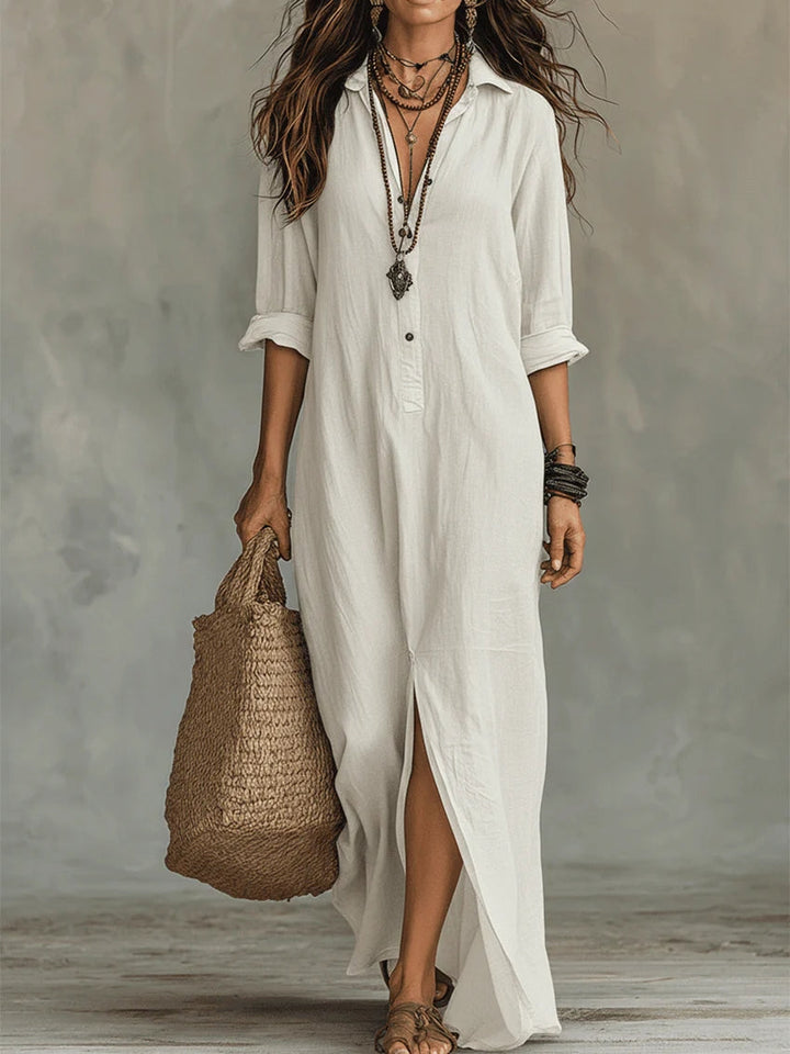 Soline | Robe Longue Noire Boutonnée
