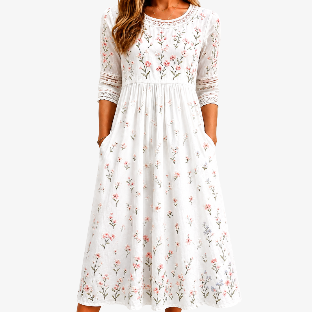 Whispering Wildflower | Robe Midi Fleurie à Poches