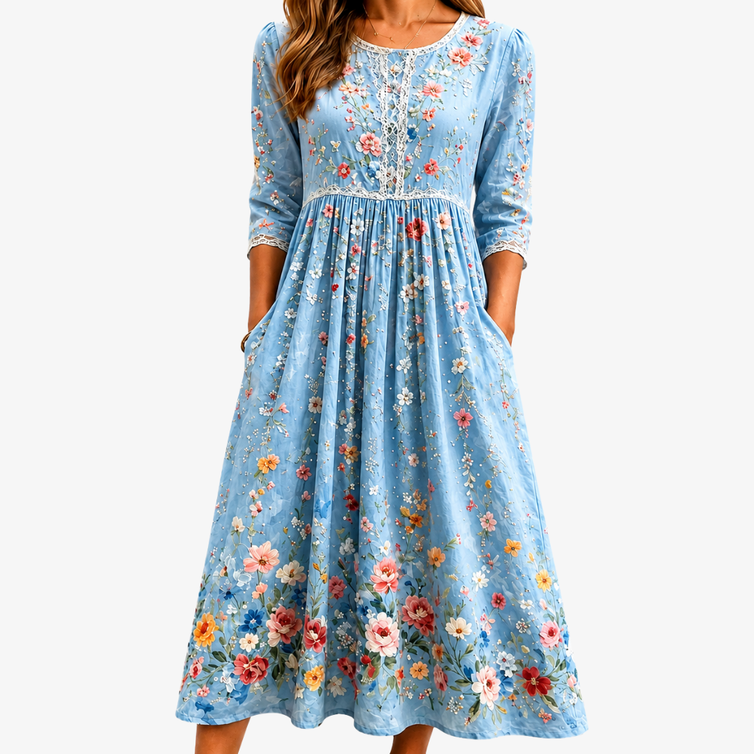 Sky Blossom Garden | Robe Midi Fleurie