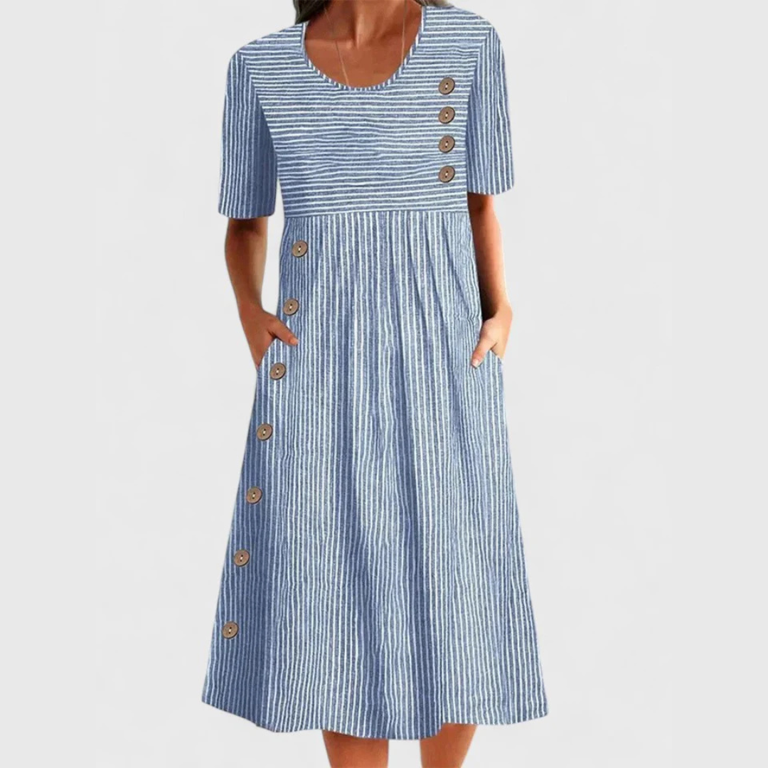 Jarna – Robe midi fluide et élégante rayée