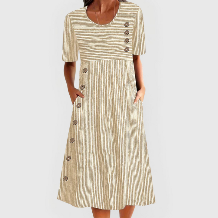 Jarna – Robe midi fluide et élégante rayée