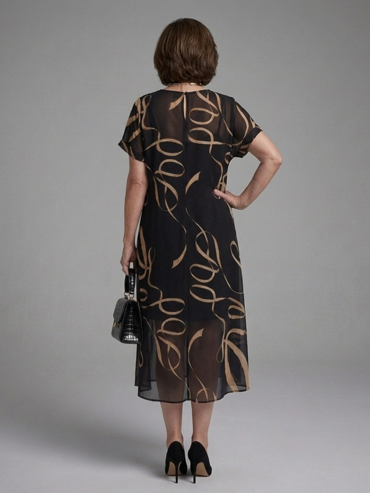 Adèle – Robe midi fluide imprimé abstrait