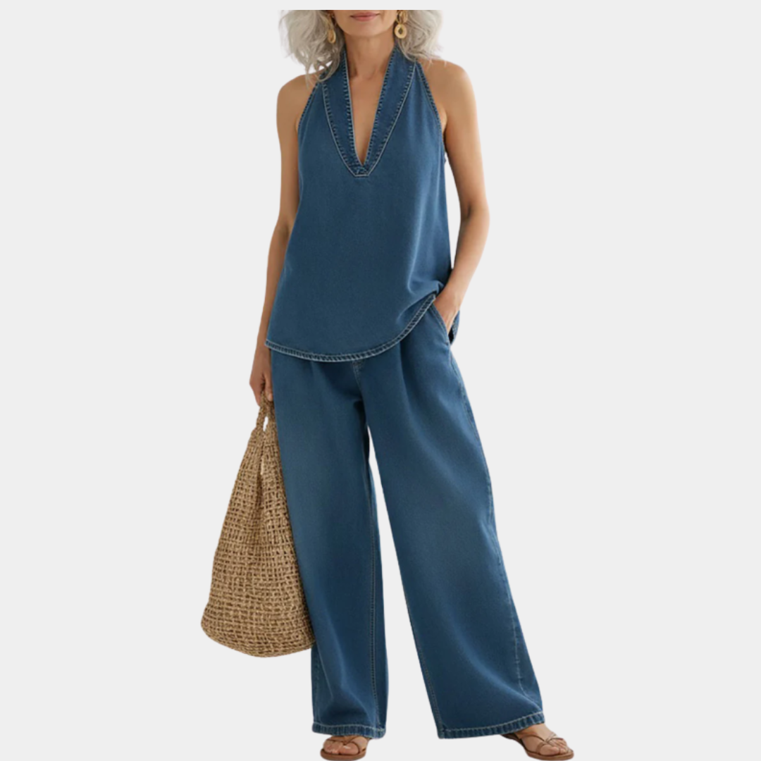 Ivy | Ensemble en denim effet vintage délavé en coton doux