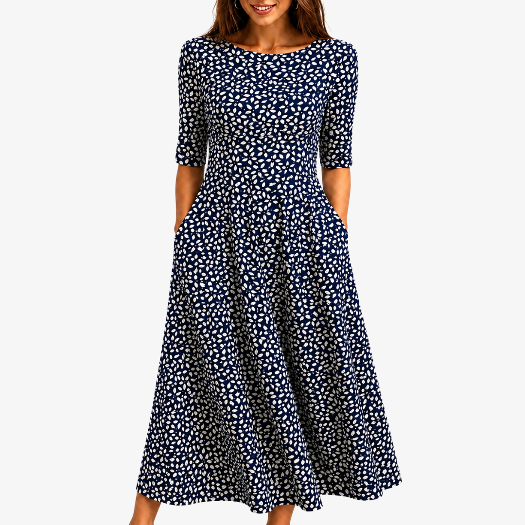 Midnight Bloom | Robe Longue Fleurie à Poches
