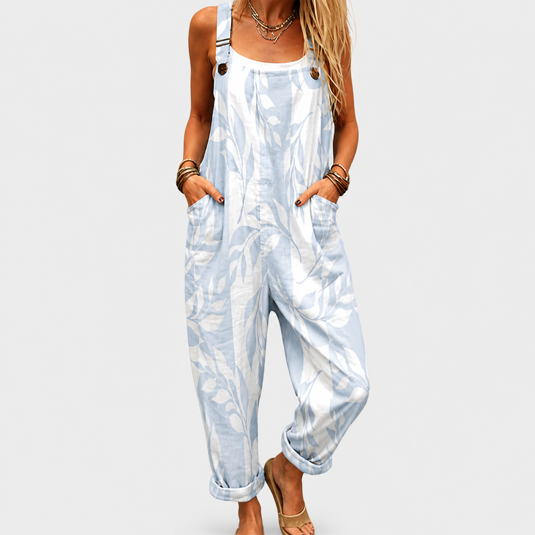 CELESTE | Salopette Feuillage Bleu