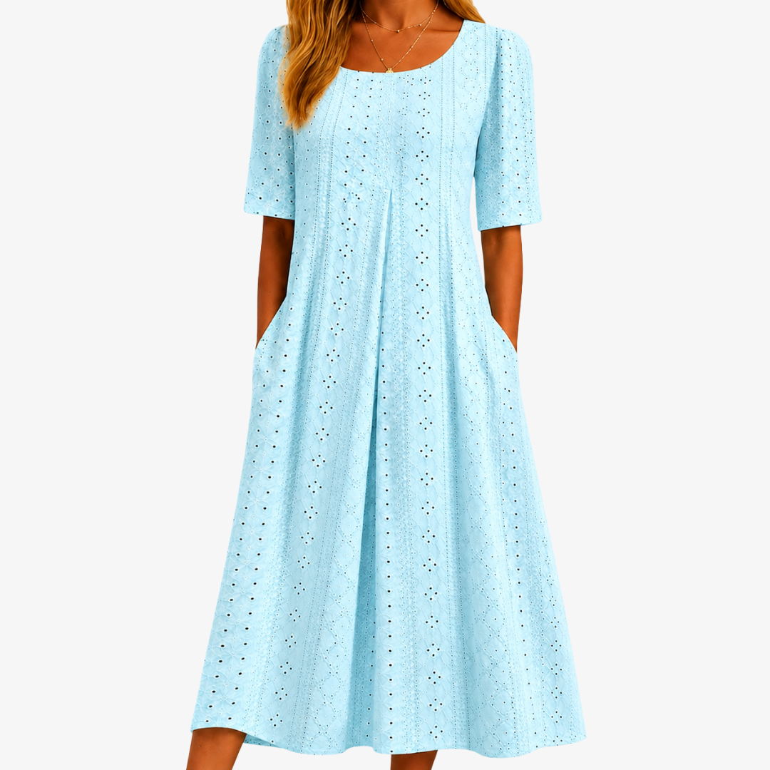 Skylight Grace Eyelet | Robe Midi Brodée à Poches