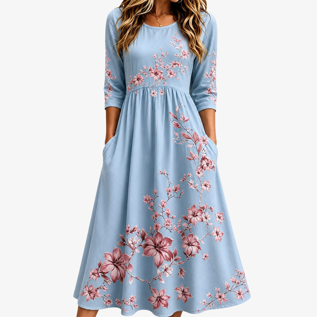 Sky Blossom | Robe Midi Fleurie de Week-end