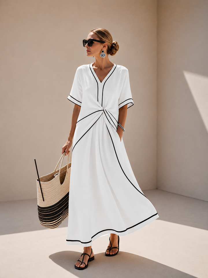Helena | Robe Maxi Côte Drapée
