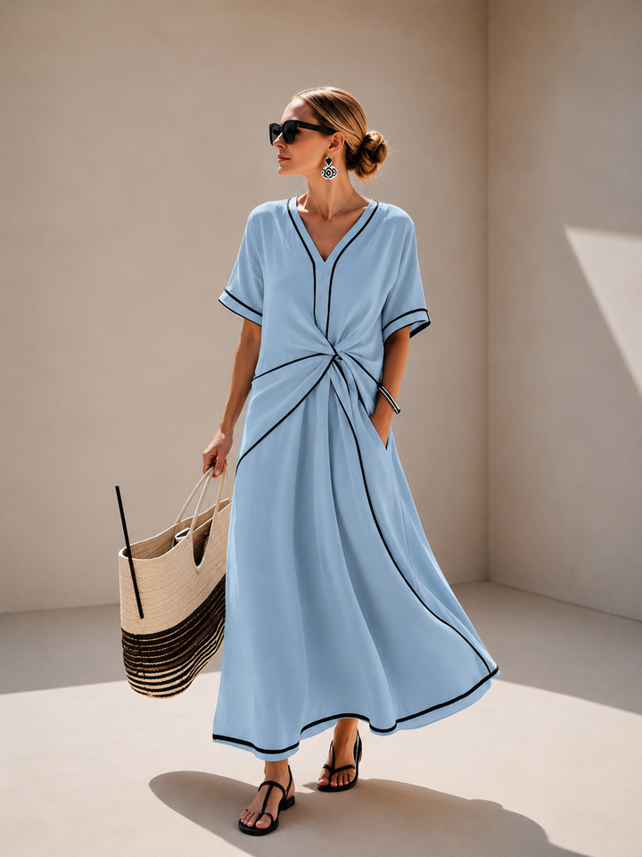 Helena | Robe Maxi Côte Drapée