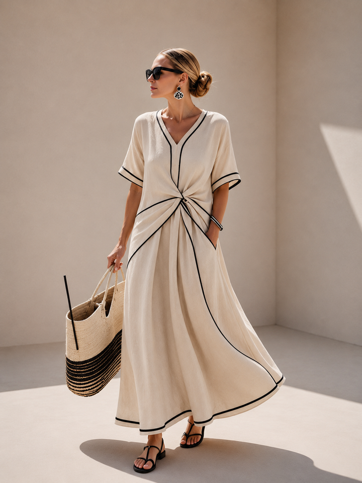 Helena | Robe Maxi Côte Drapée