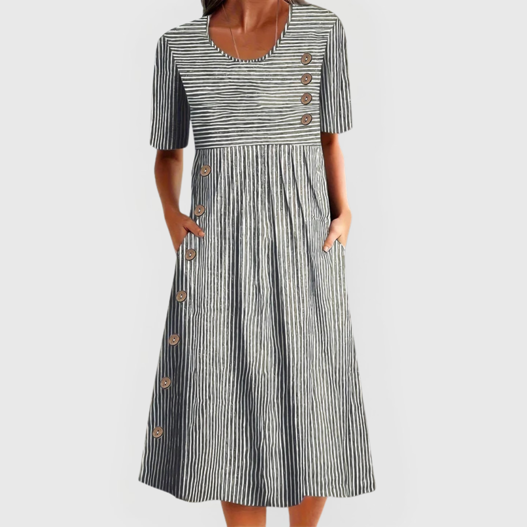Jarna – Robe midi fluide et élégante rayée