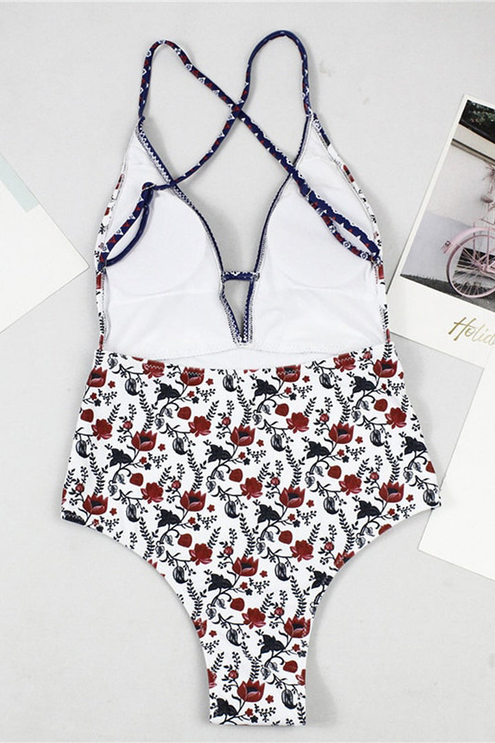 Maillot de Bain avec Imprimé Boho et Décolleté en V