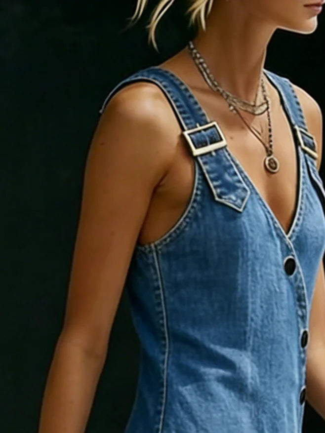 Vera | Robe longue boutonnée en denim