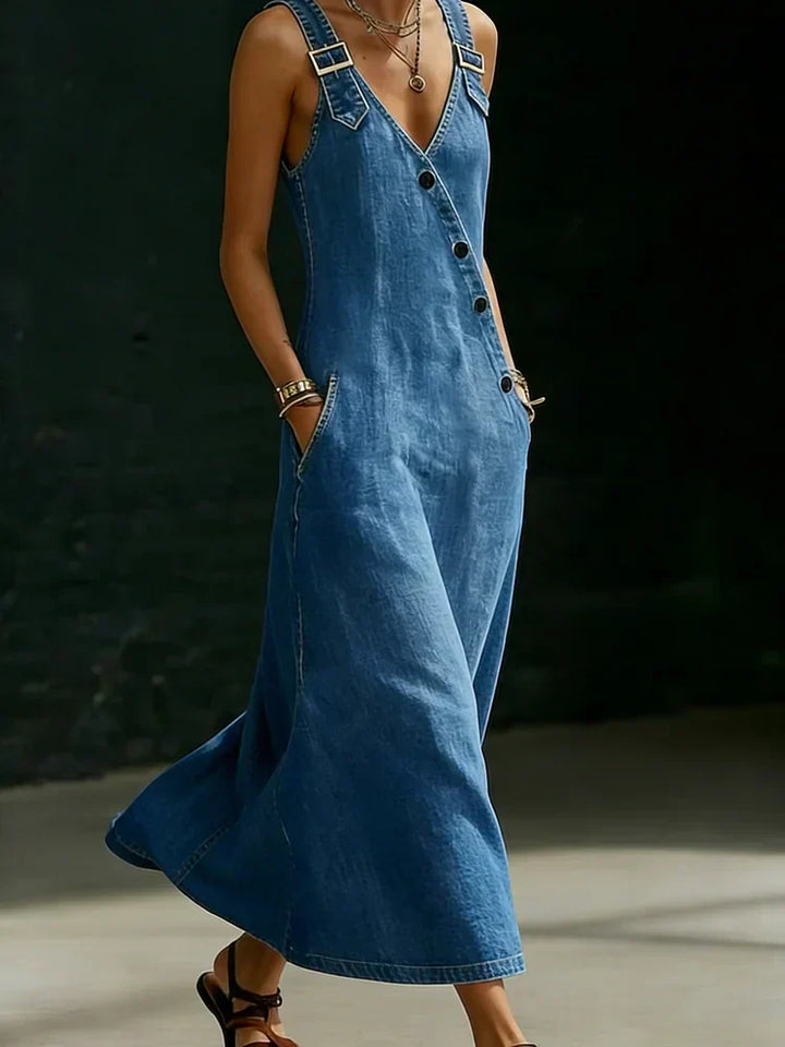 Vera | Robe longue boutonnée en denim