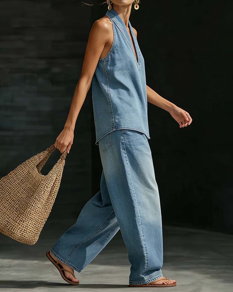Martina | Ensemble long fluide à col en V