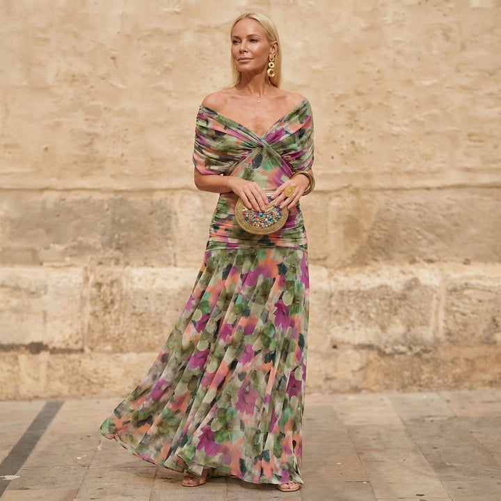 Clémence™ | Robe Longue Fleurie Plissée