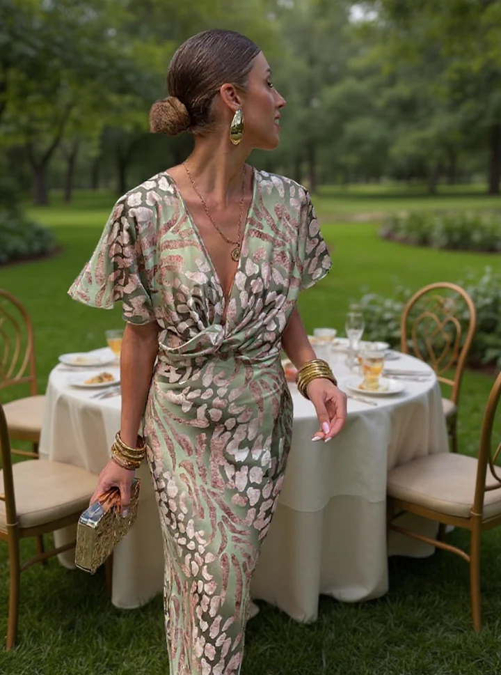 Camille™ | Robe Midi Imprimée aux Tons Cuivrés