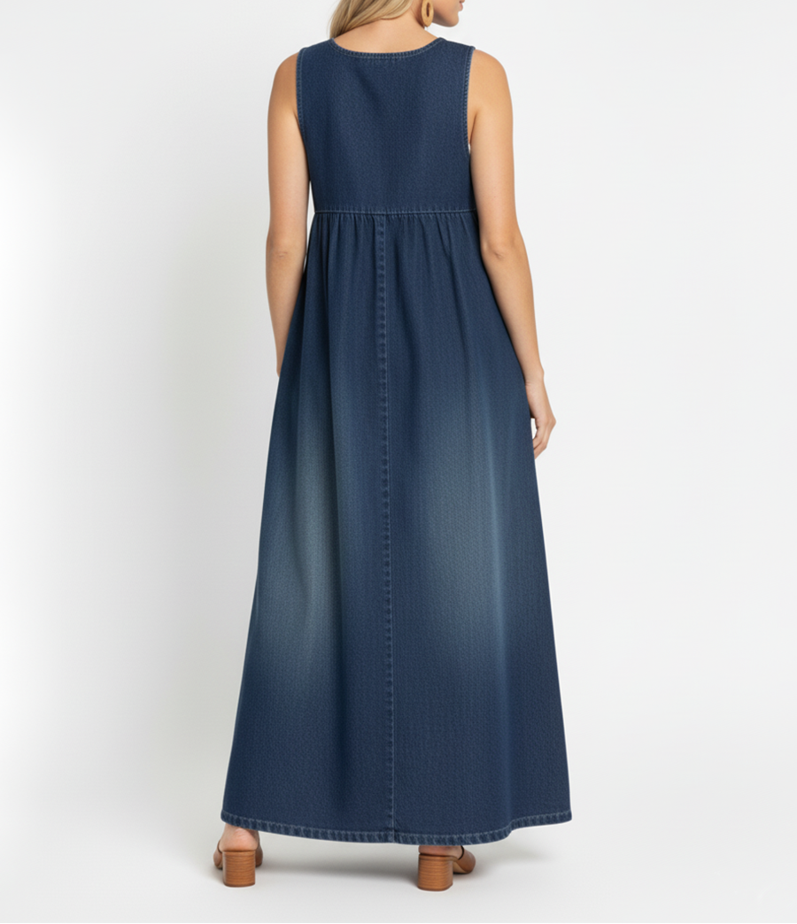 Karen | Robe longue en denim délavé vintage en coton doux