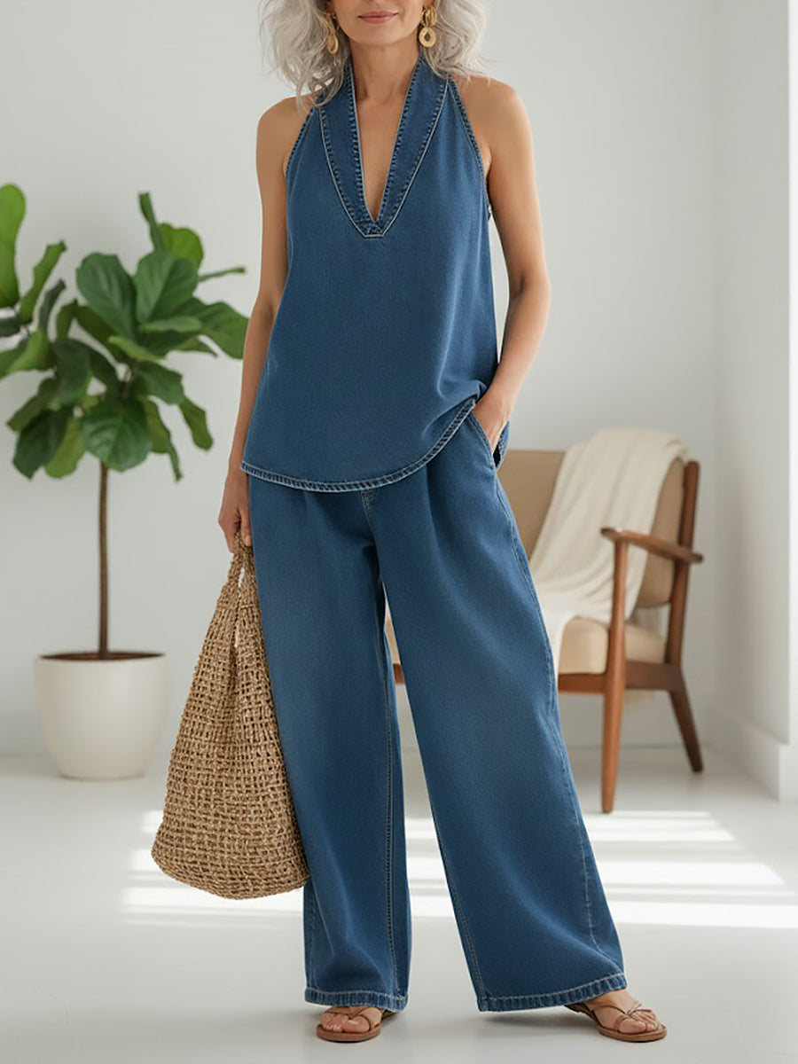Ivy | Ensemble en denim effet vintage délavé en coton doux