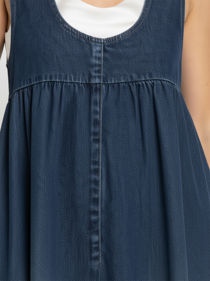 Karen | Robe longue en denim délavé vintage en coton doux